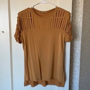 She+Sky mustard yellow cut out short sleeve. Size small. Super soft. Gently worn